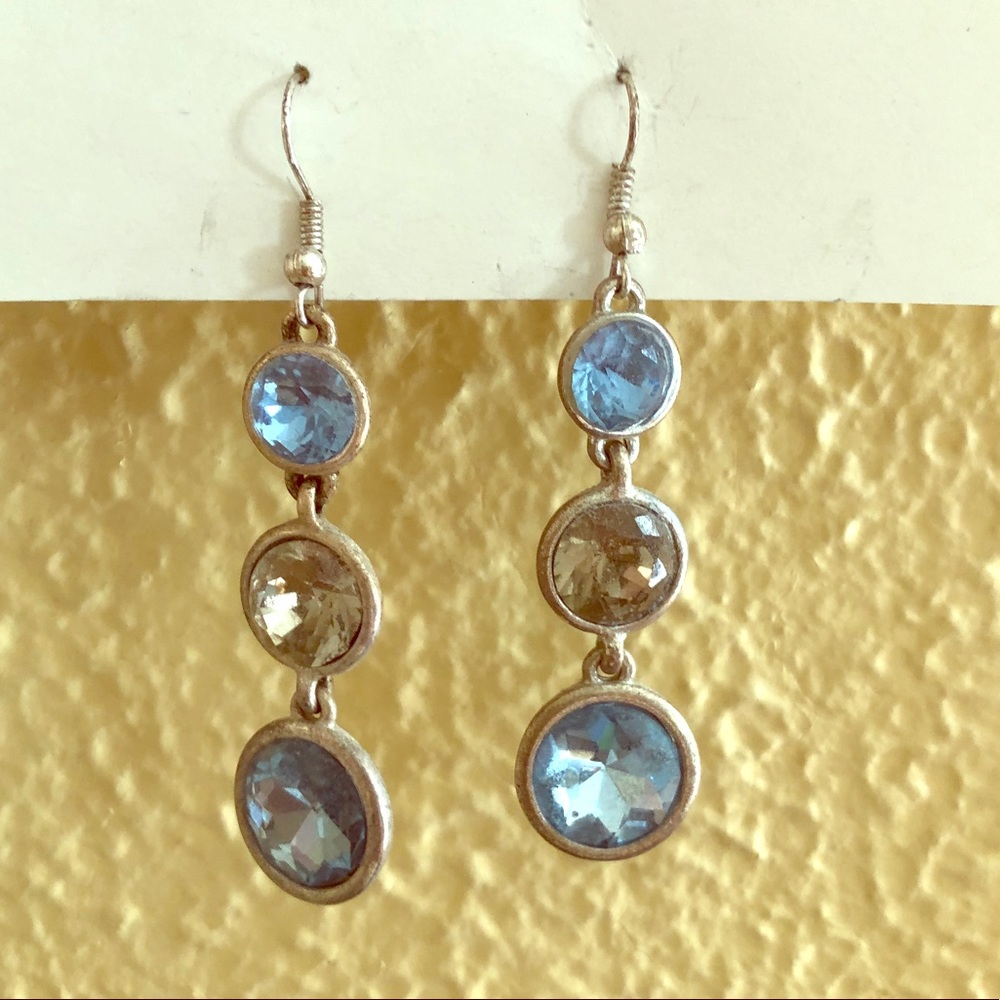 🦃 Crystal and blue gem dangling earrings